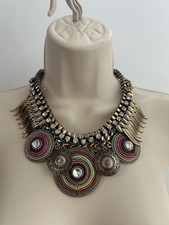 ALDO Chunky Heavy Feather Collar Bib Statement Necklace Bohemian