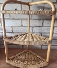 Rattan Corner Shelves Free Standing Or Wall Mounted. Height 50 Cms.
