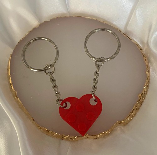 Lego red heart keyrings pair - heart,
