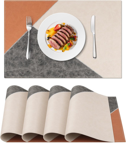 Leather placemats set - pu,