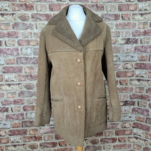 Vintage sheepskin coat brown - sheepskin,