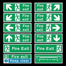 Fire Exit Plastic Sign or Sticker - Emergency Exit, Escape