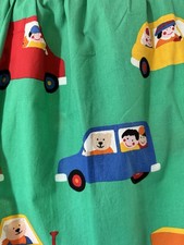 Vintage Cotton Children’s Curtains Cars Green Trains Teddies