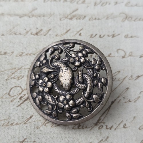 Antique silver metal snake - silver,