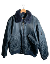 VTG U.S.A.F Flyers Flight Bomber Jacket Mens Size L Blue Type CWU-45/P Military