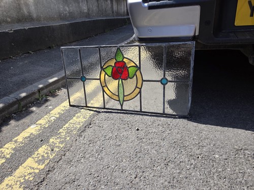 Antique stained glass window - stained,