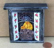 Dolls house miniature fire - house,