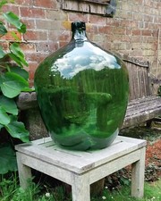 Antique Hand Blown  Demijohn Carboy Glass Bottle Olive Green Amazing 