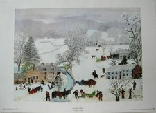 Grandma Moses "A Frosty Day" Art Print  1951 20" x 14"