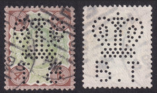 SG205 4d Green & Purple-Brown BOARD OF TRADE Perfin Used