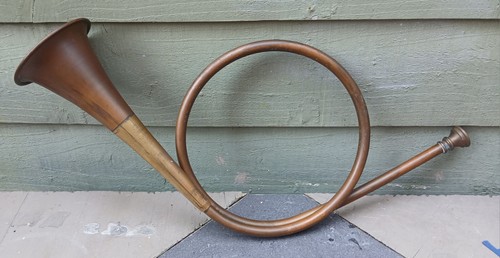 Vintage coiled brass bugle - vintage,