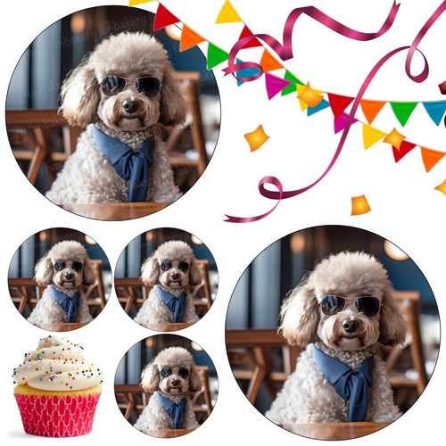 Poodle dog cake topper - dog, party