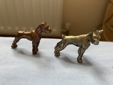 2 Metal Dog Boxer Or Mastiff Breed Figures Figurines