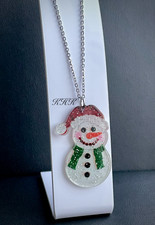 Glitter Snowman Necklace