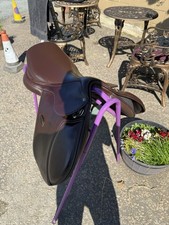 Bates Arena GP Pony Saddle 15” Brown Leather Adjustable Gullet