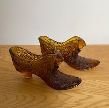 Vintage Pair of Amber Glass