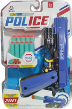 2-in-1 Police Revolver Toy Soft Dart Bullet Gun  Gift For Kids