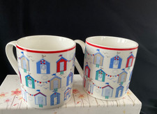 2 x Waitrose SEASIDE BEACH HUT MUGS   VGC