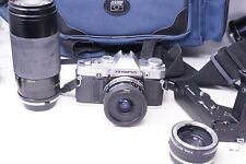 Vintage Olympus OM30 classic 35mm SLR camera w Tamron 28mm F/2.5 & 75-300mm