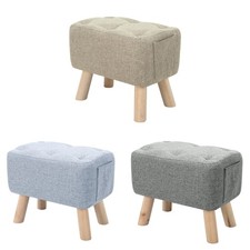 Modern Footstool, Linen Fabric