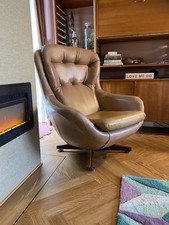 Mid Century Swivel Egg Chair Retro Tan/Beige