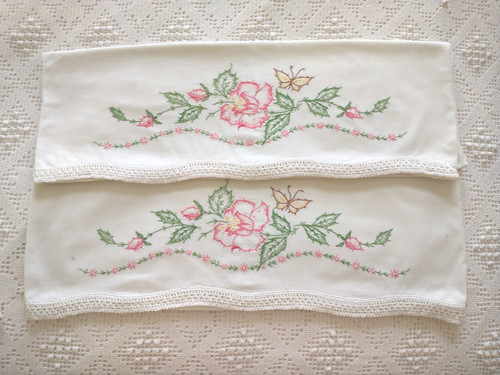 Vtg cotton pillowcase pair - vtg,
