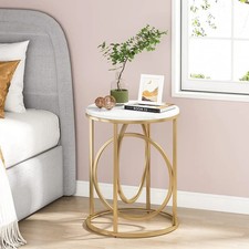 Tribesigns Round End Table Modern Sofa Side Table with Faux Marble Top