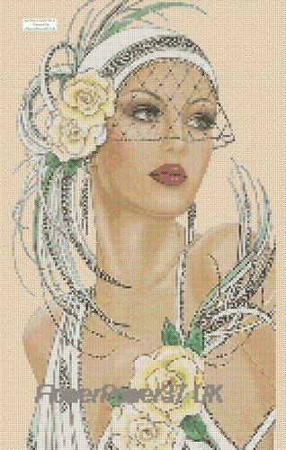 Art deco lady cross stitch - art,