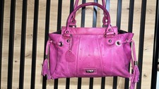 Suzi smith Genuine LEATHER Pink Fuchsia Lilac handbag tote shoulder bag Vintage 