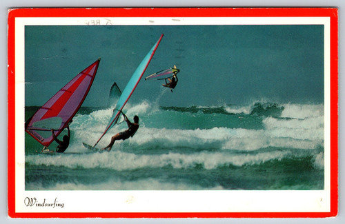 Vintage postcard windsurfing - postcard,,