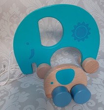 M&S's 2 Push & Pull Along Elephant Wooden Toy set Kids Toddlers