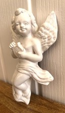 Vintage Ceramic Pottery Cherub Angel Seraphim Wall Plaque Ornament 5.5” x 3.5”