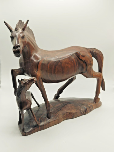 Large hand carved wood - hand, horse