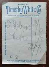 Timothy White Ltd, Pharmacies Throughout the South East Invoice