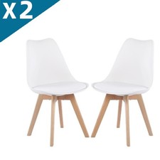 2 x Tulip Dining Chair Modern style Premium Quality Designer White Color Indoor