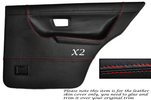 Red stitch rear door card - red,