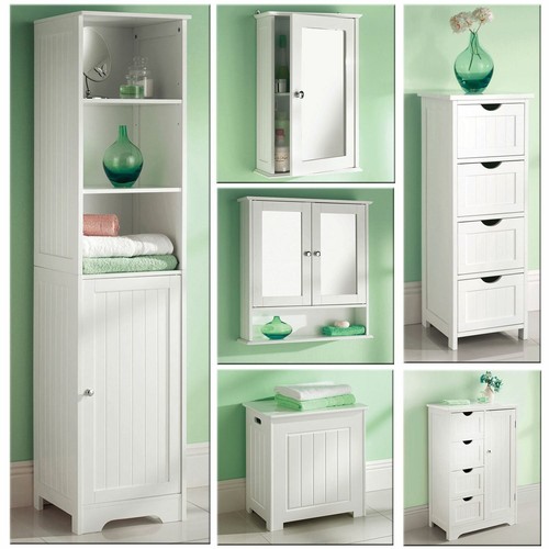 White wooden bathroom cabinet - wooden,
