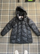 Ladies Steve Madden Long Black Puffer Coat Size L Large