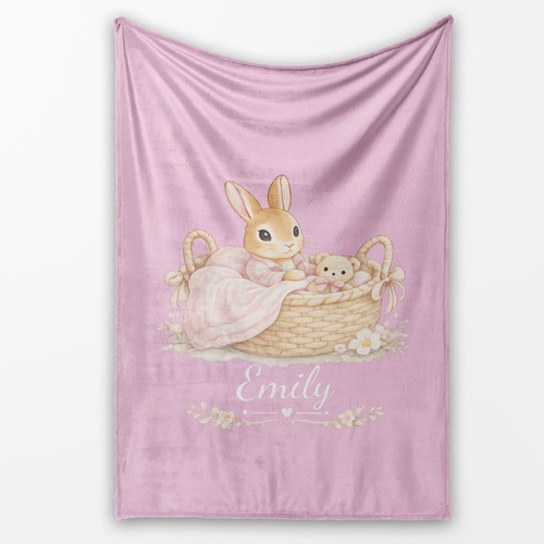 Pink bunny teddy basket - pink,