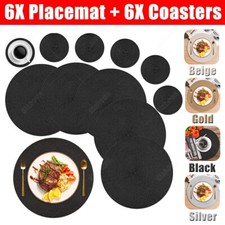 6pcs Round Slip Place Mats Woven Placemats and Coasters Table Place Mats Set