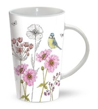 Latte Mug - Blue Tit & Flowers
