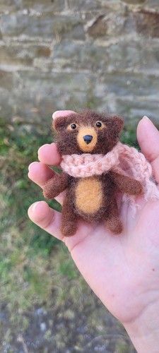 Tiny needle felted bear - tiny,