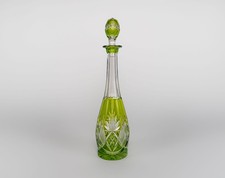 1950s Val St. Lambert ‘Berncastel’ Green Flashed & Cut Crystal Decanter – Signed
