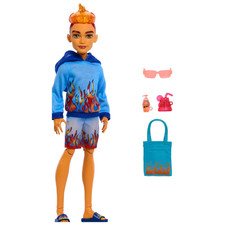 Monster High Scare-adise Island Heath Burns Doll with Flame Hoodie, Swim Trunks