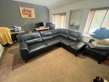 DFS Blue Denim Leather Corner Sofa – Hardly Used, Excellent Condition