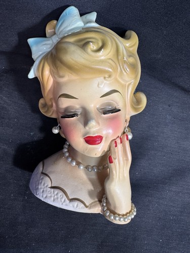 Vintage lady head planter - vintage,