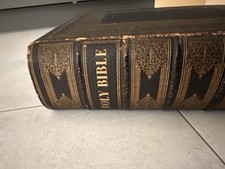 Family Extra Large Leather Bound Bible 1860 With Lockhart Family History
