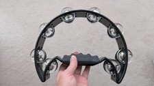 Stagg Black Cutaway Tambourine with 16 Jingles Percussion Instrument