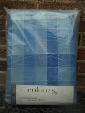 B&Q Blue "Darcy Check" Lined Pencil Pleat Curtains 90" x 90"