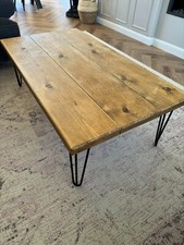 Rustic style scaffold board coffee table with hairpin legs